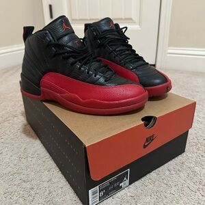 Jordan 12 Black and Red Sneakers